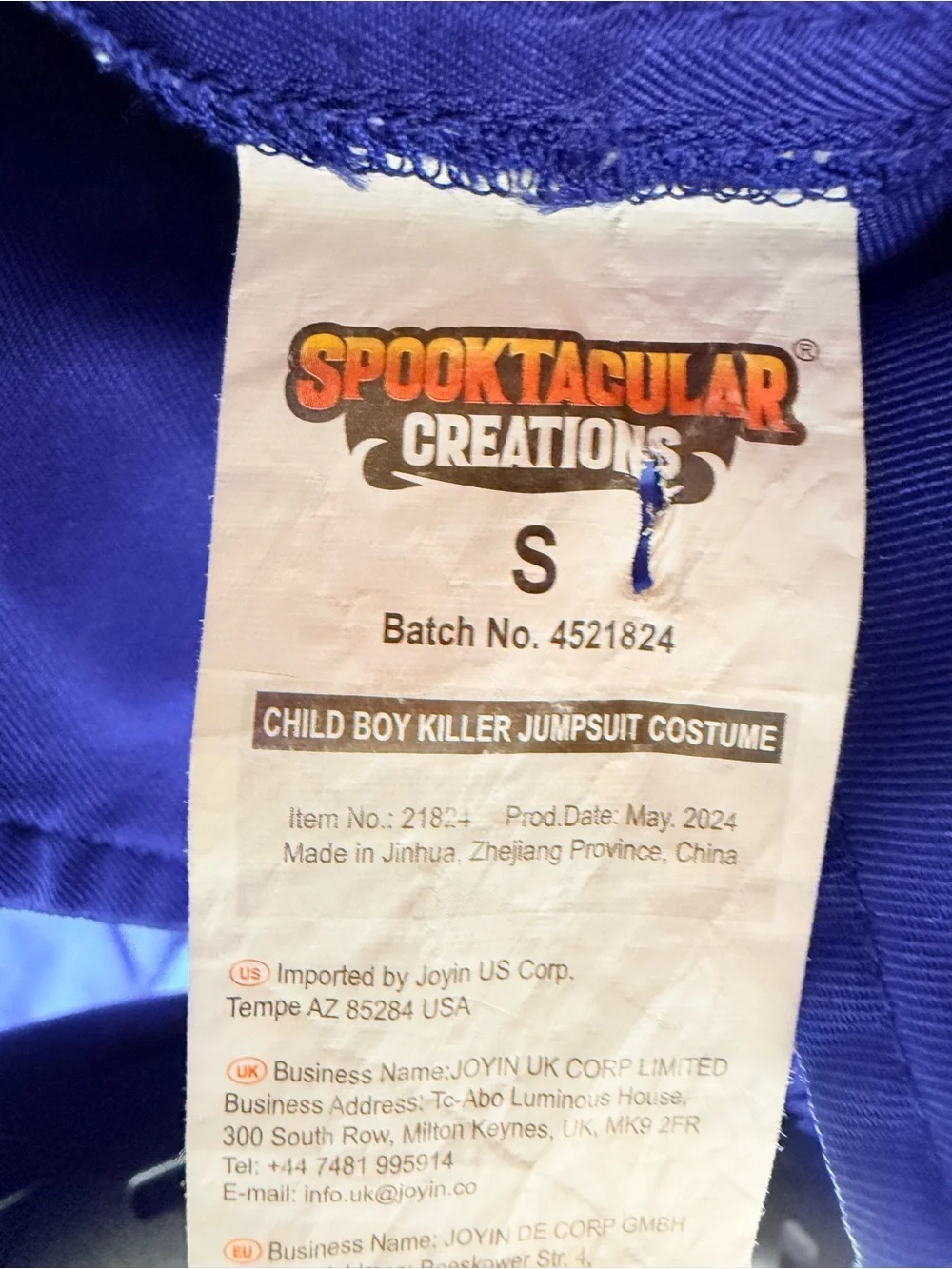 Spooktacular Creations Boys Killer Jumpsuit Halloween Costume cosplay dress up